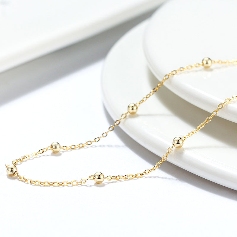TEST 14K Gold Vermeil Sterling Silver Chain Necklace with 2.0mm Beads