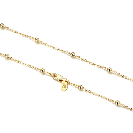 TEST 14K Gold Vermeil Sterling Silver Chain Necklace with 2.0mm Beads